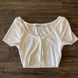 Revolve x Sndys Ardin White Button-Up Crop Top